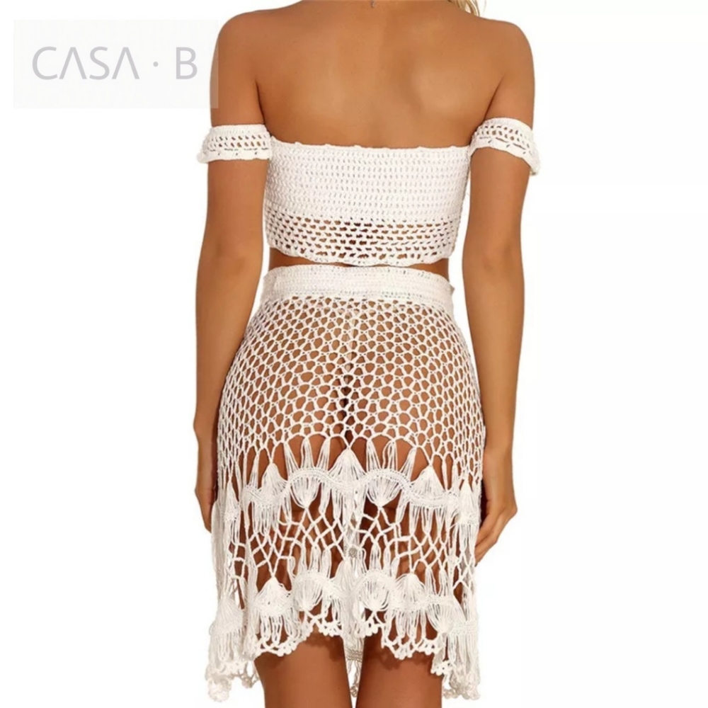 5🌟CASA B| TULUM Crochet Skirt Cover-Up Set -Ivory - Picture 4 of 4